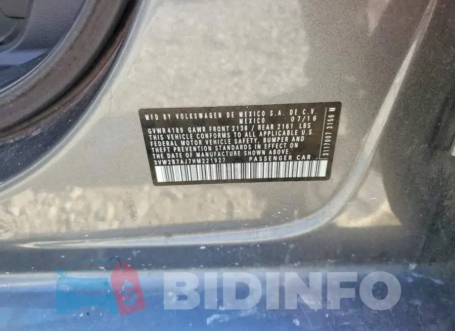 3VW2B7AJ7HM221927 Photo# 14