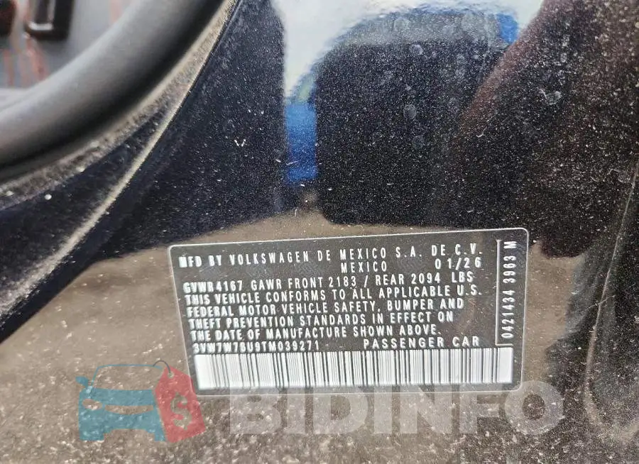 3VW7W7BU9TM039271 Photo# 12