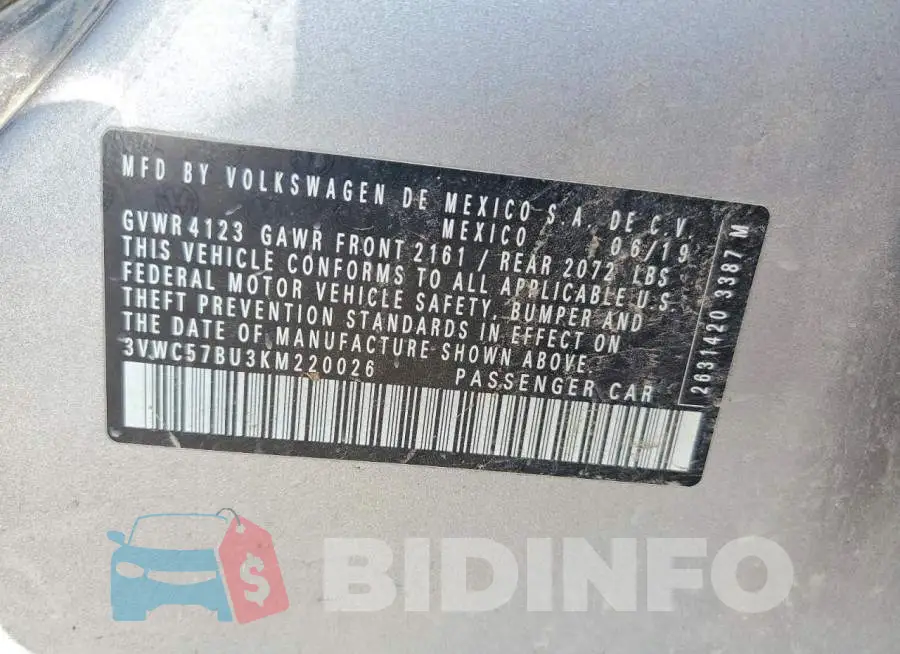 3VWC57BU3KM220026 Photo# 12