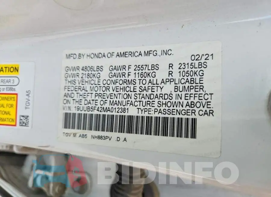 19UUB5F42MA012381 Photo# 12