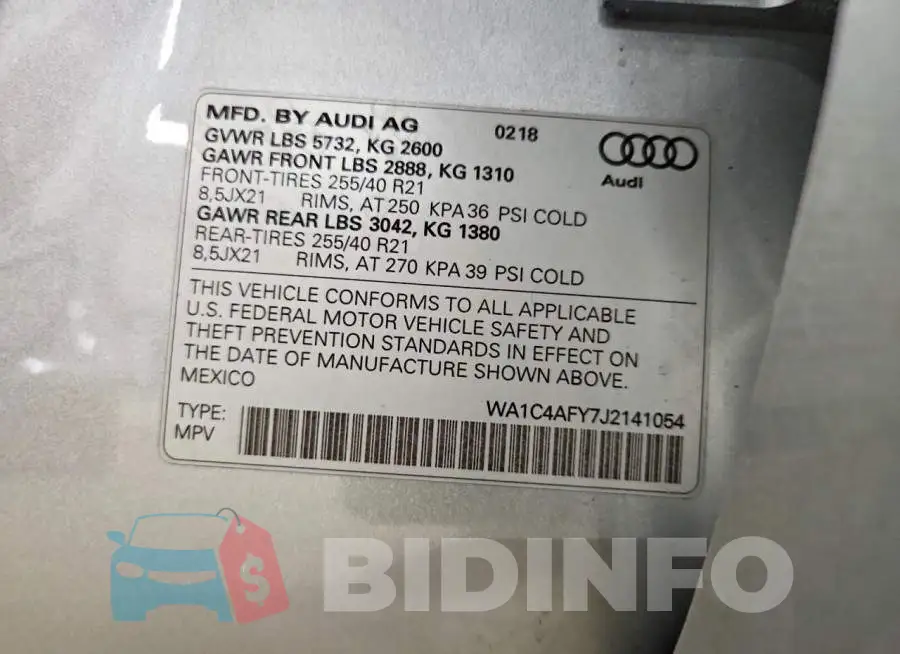 WA1C4AFY7J2141054 Photo# 14
