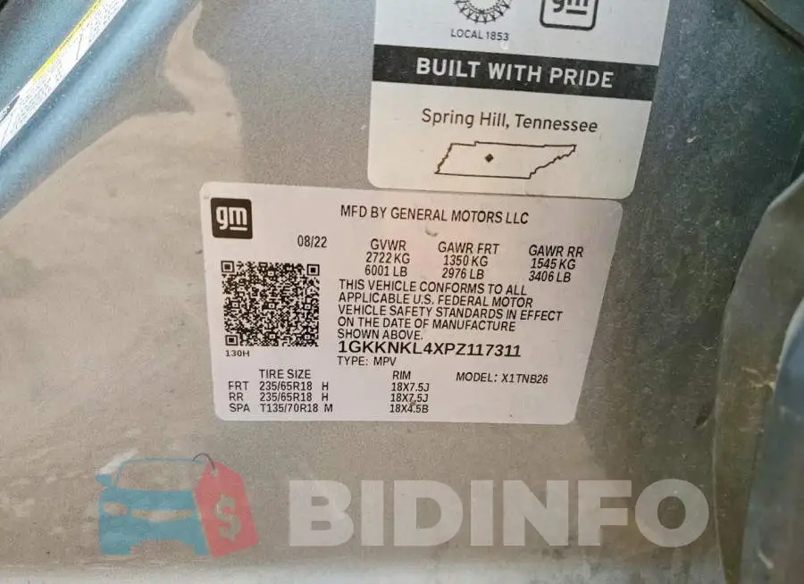 1GKKNKL4XPZ117311 Photo# 13