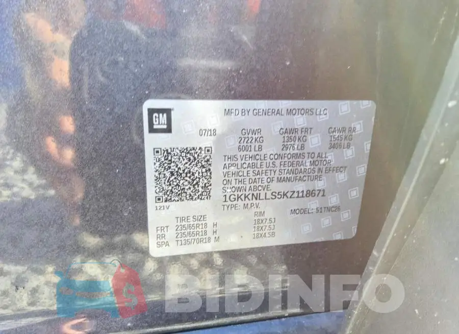 1GKKNLLS5KZ118671 Photo# 13