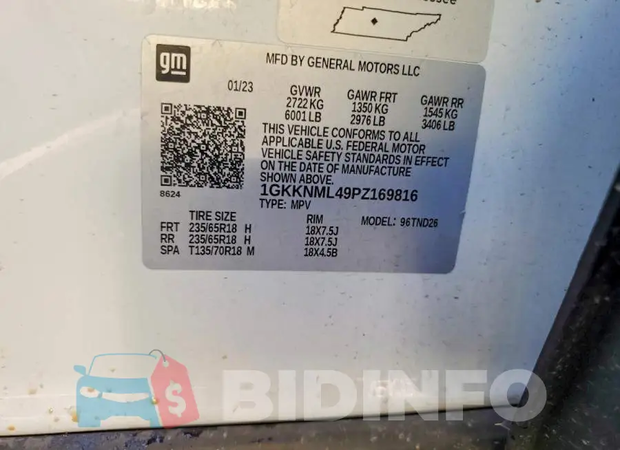 1GKKNML49PZ169816 Photo# 13