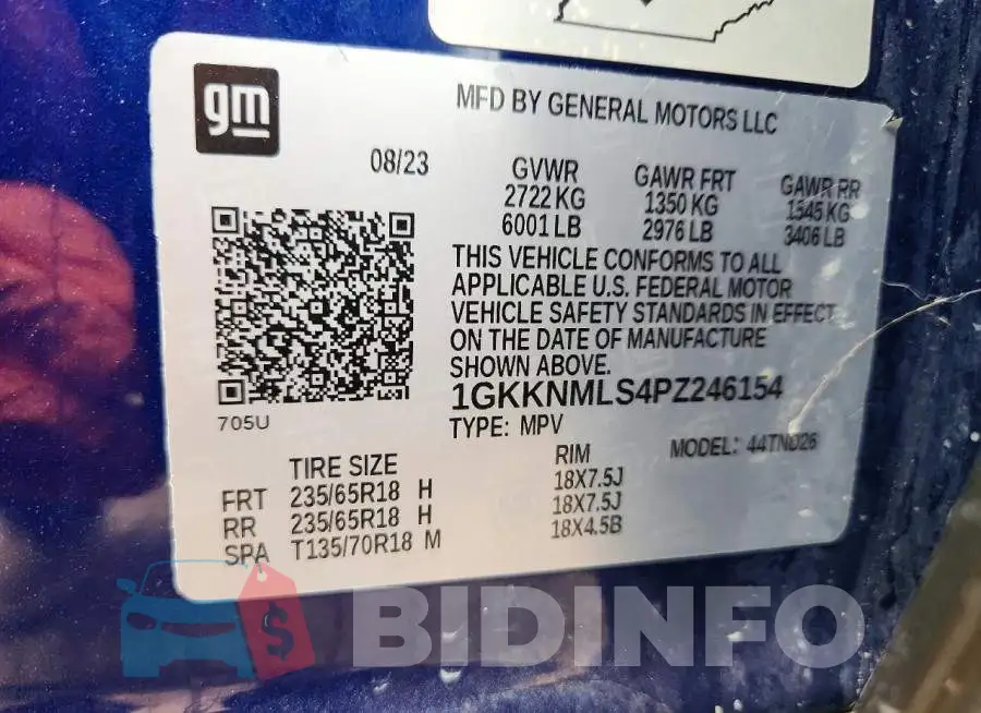 1GKKNMLS4PZ246154 Photo# 14