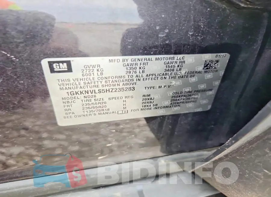 1GKKNVLS5HZ235283 Photo# 13