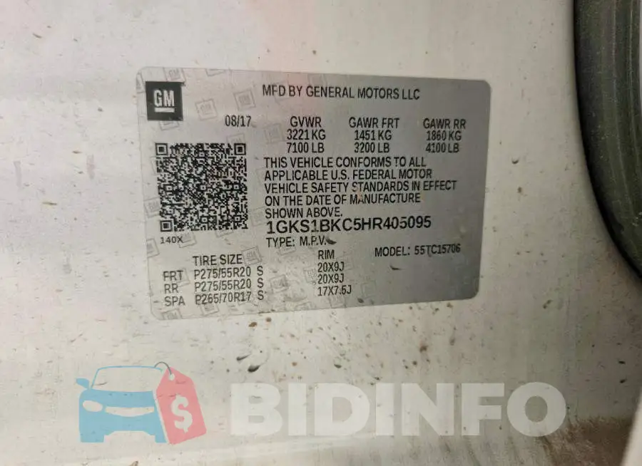 1GKS1BKC5HR405095 Photo# 13