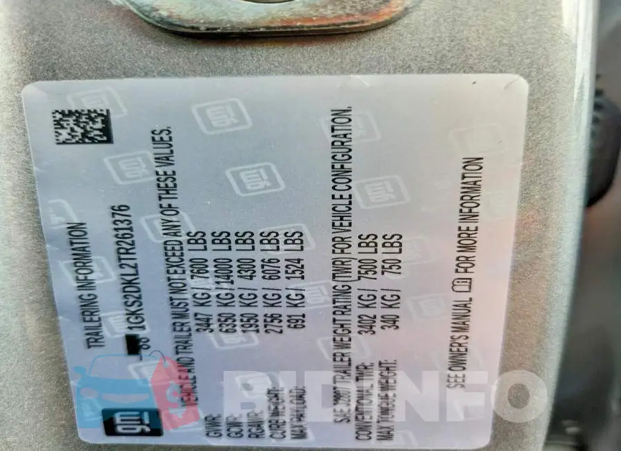 1GKS2DKL2TR261376 Photo# 13