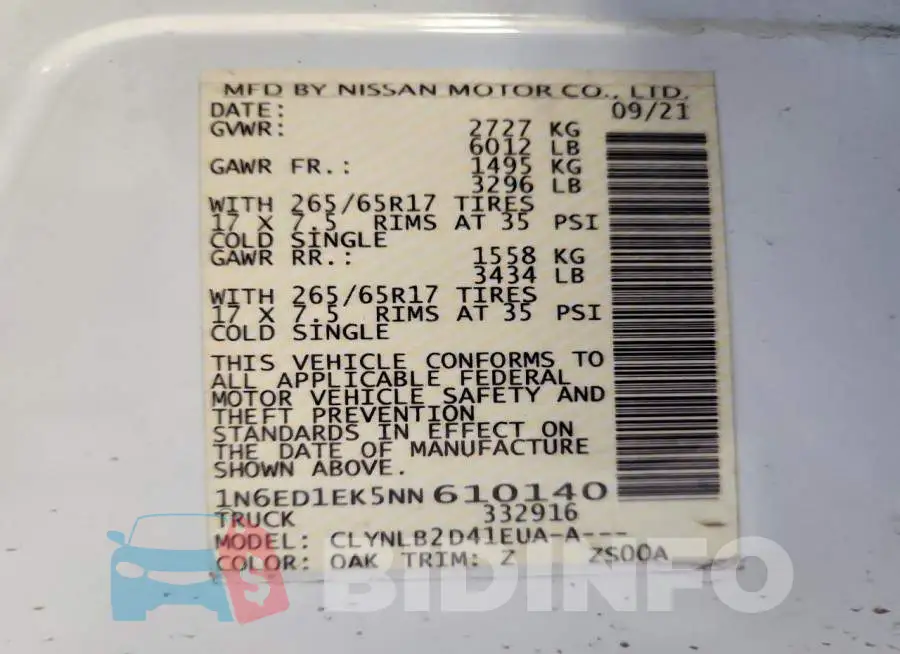 1N6ED1EK5NN610140 Photo# 13