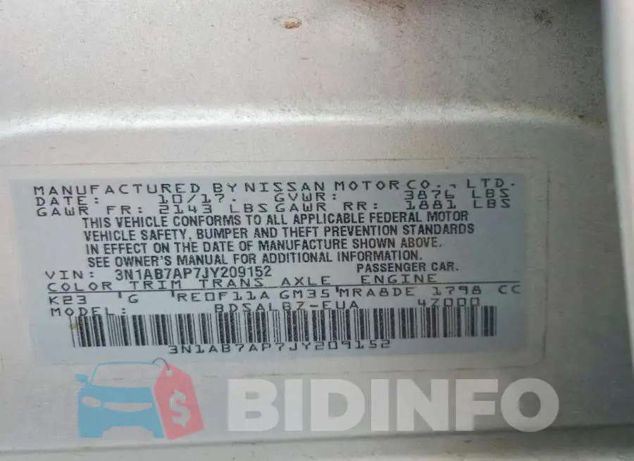 3N1AB7AP7JY209152 Photo# 13