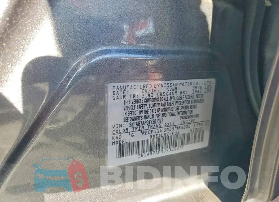 3N1AB7AP9JY301377 Photo# 12
