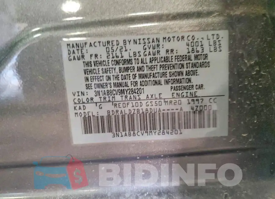 3N1AB8CV9MY284201 Photo# 12