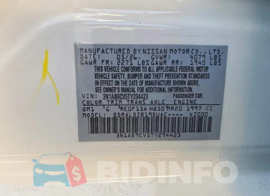 3N1AB9CV5TY294423 Photo# 13