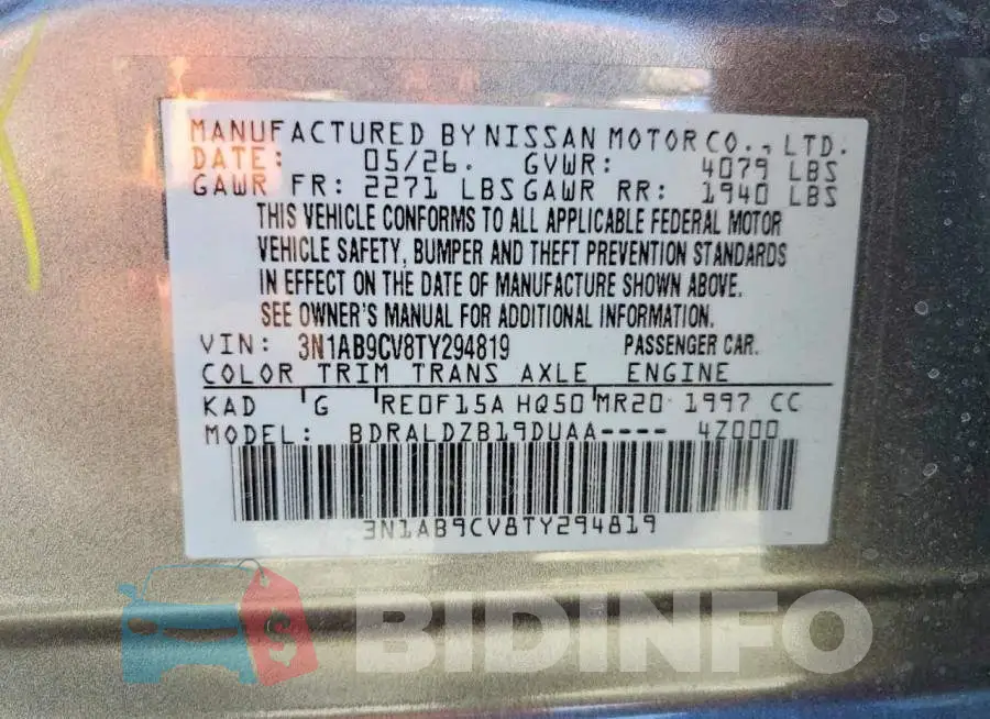 3N1AB9CV8TY294819 Photo# 12