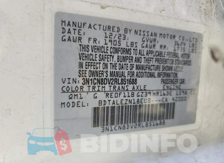 3N1CN8DV2RL851688 Photo# 12