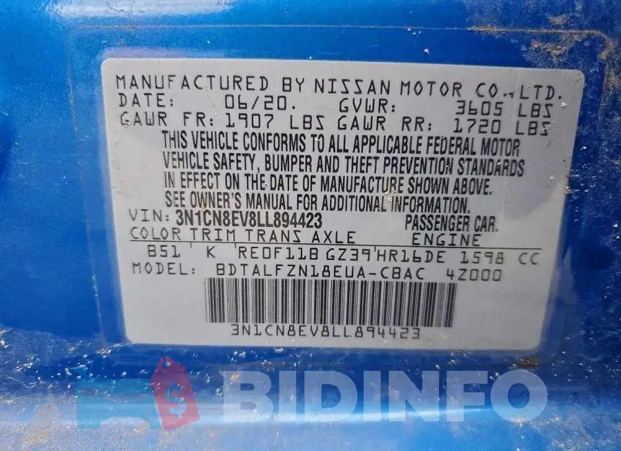 3N1CN8EV8LL894423 Photo# 11