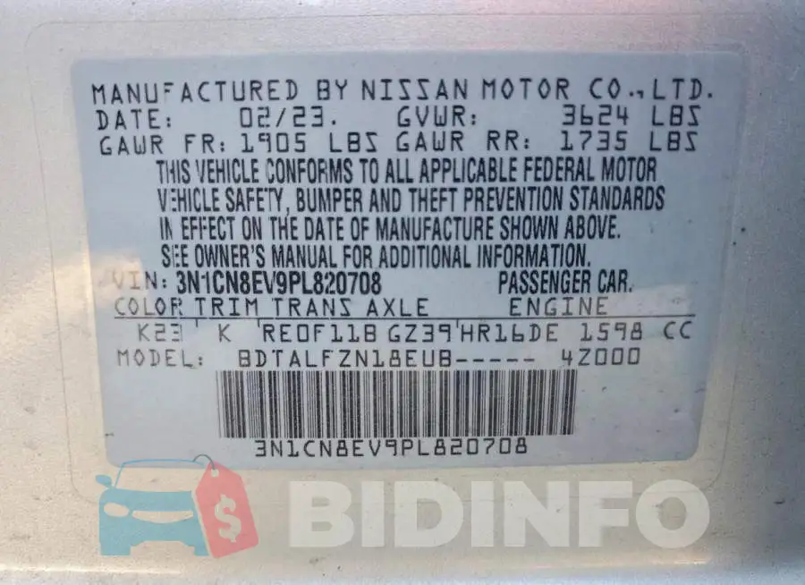 3N1CN8EV9PL820708 Photo# 12