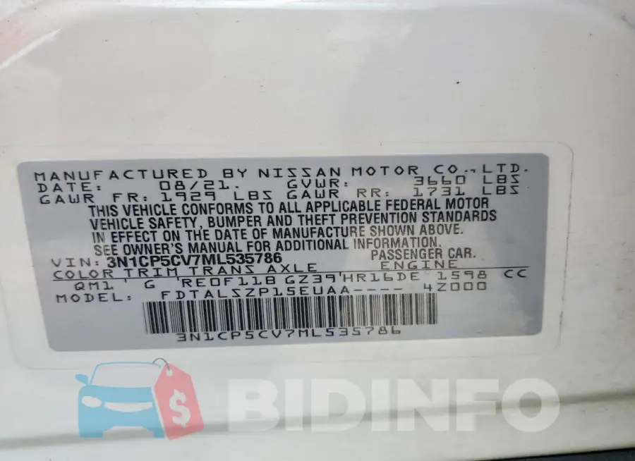3N1CP5CV7ML535786 Photo# 14