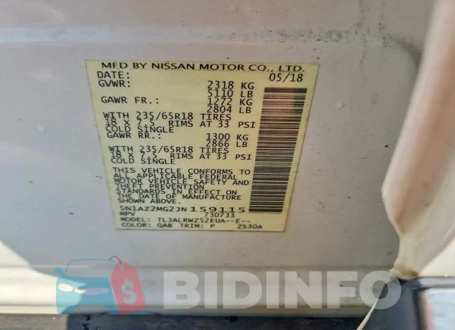 5N1AZ2MG2JN159115 Photo# 14