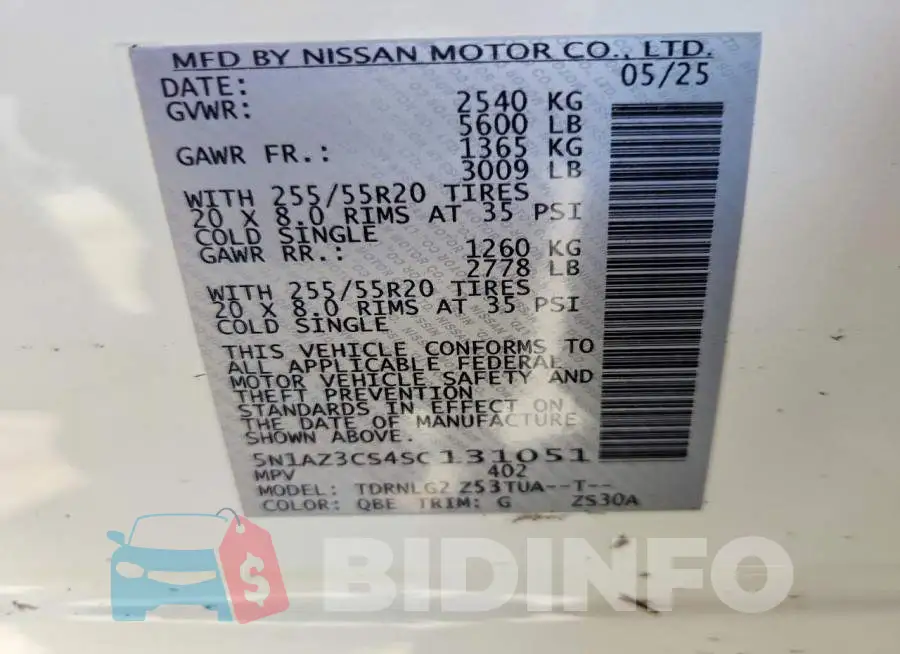 5N1AZ3CS4SC131051 Photo# 13