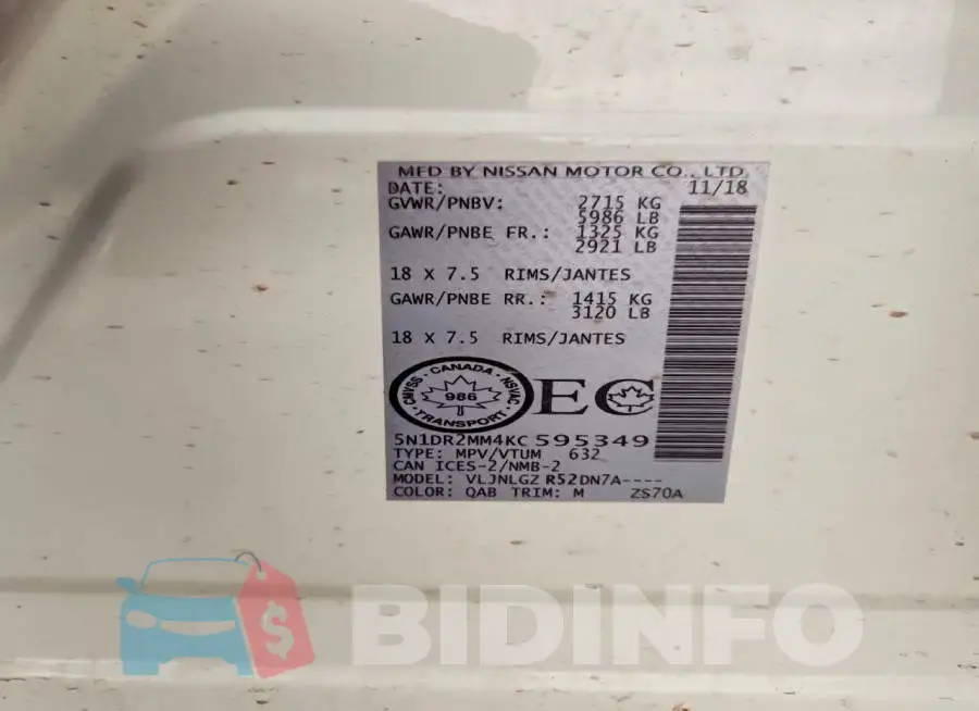5N1DR2MM4KC595349 Photo# 13