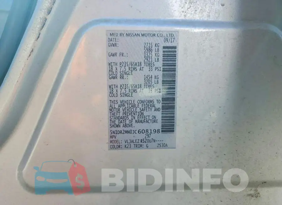 5N1DR2MN0JC608198 Photo# 12