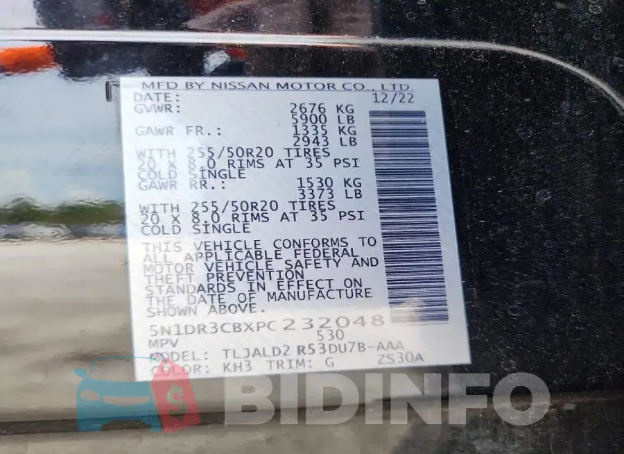 5N1DR3CBXPC232048 Photo# 13