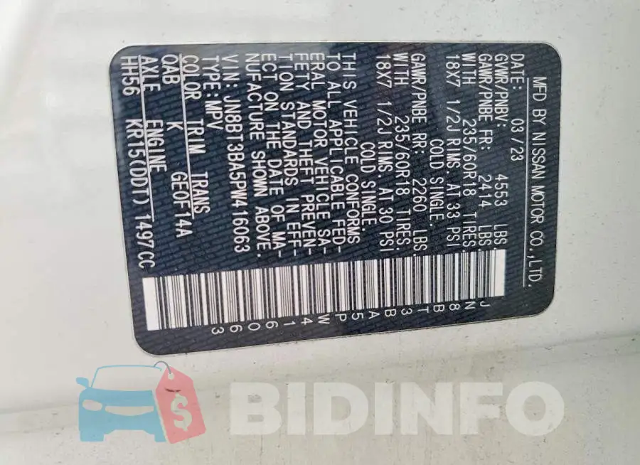 JN8BT3BA5PW416063 Photo# 13