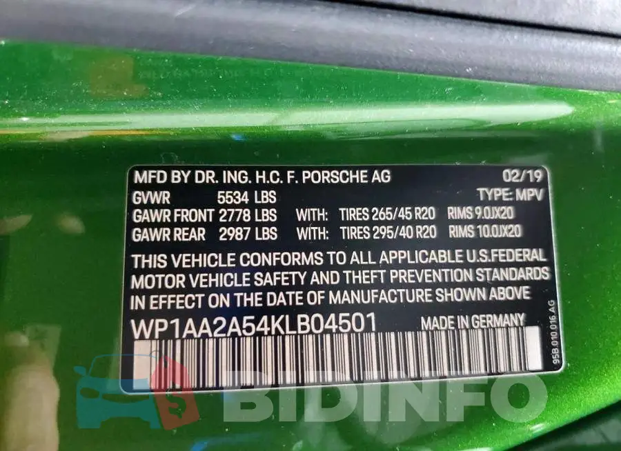 WP1AA2A54KLB04501 Photo# 14
