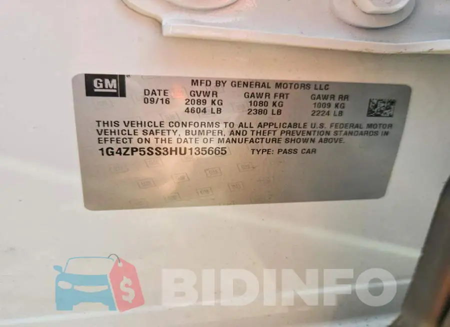 1G4ZP5SS3HU135665 Photo# 13
