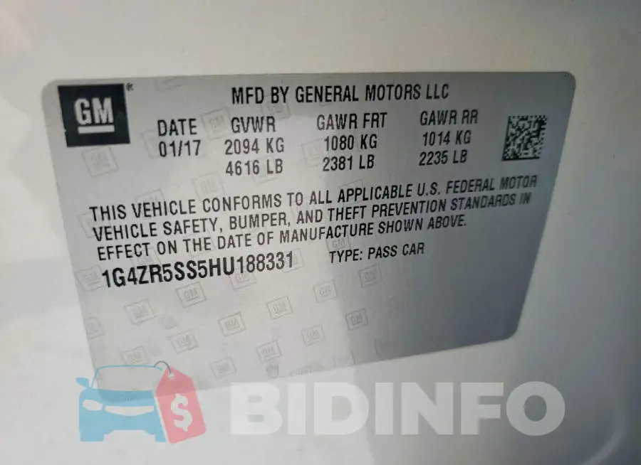 1G4ZR5SS5HU188331 Photo# 13