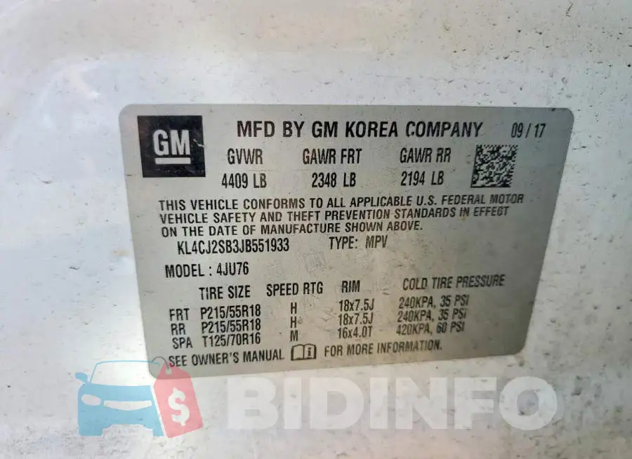 KL4CJ2SB3JB551933 Photo# 13