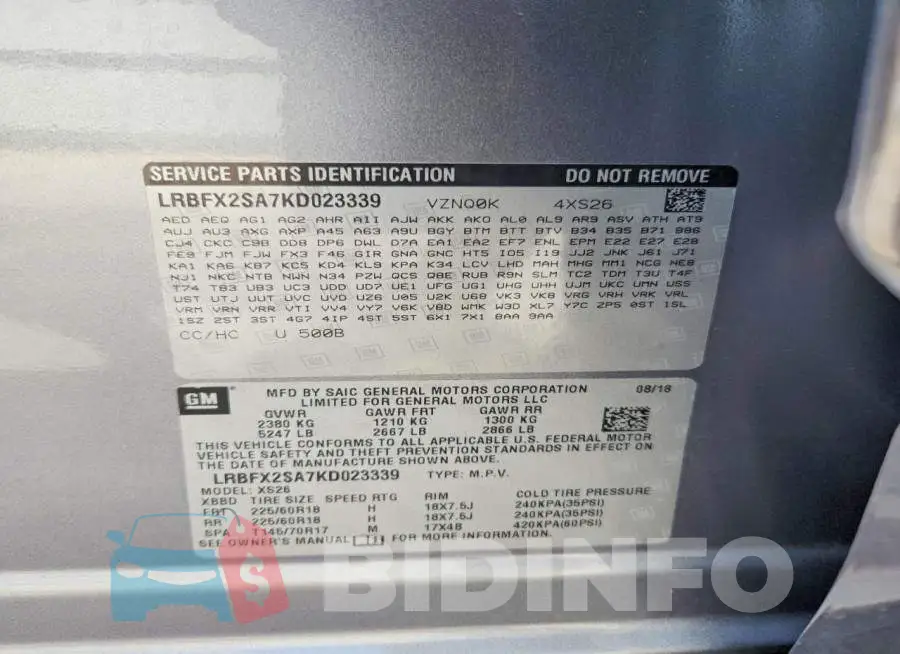 LRBFX2SA7KD023339 Photo# 14