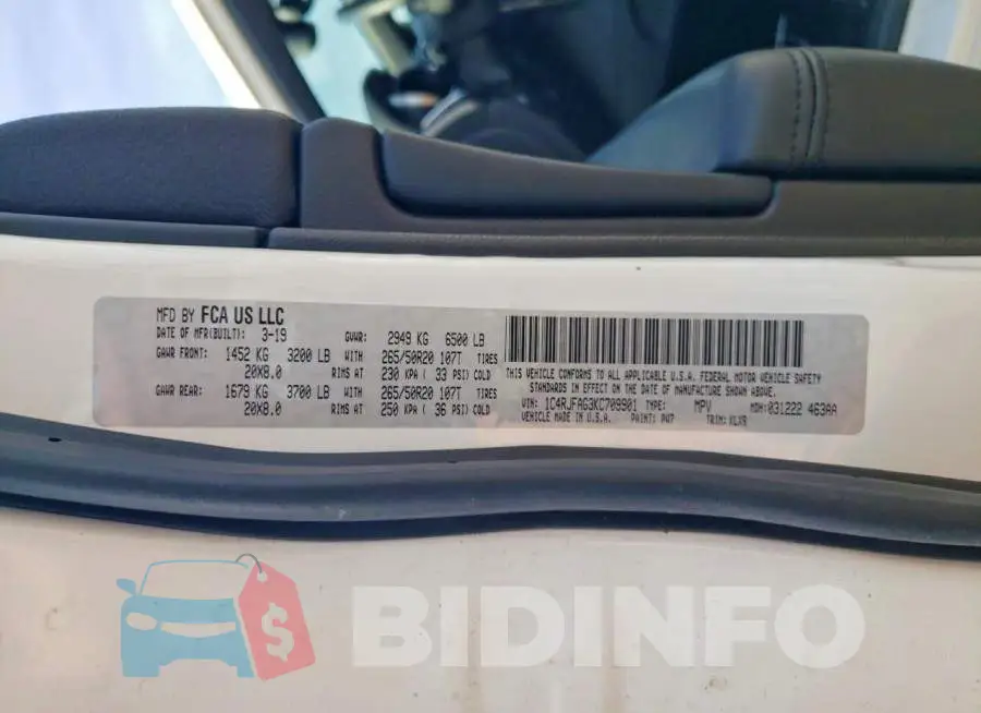 1C4RJFAG3KC709901 Photo# 13