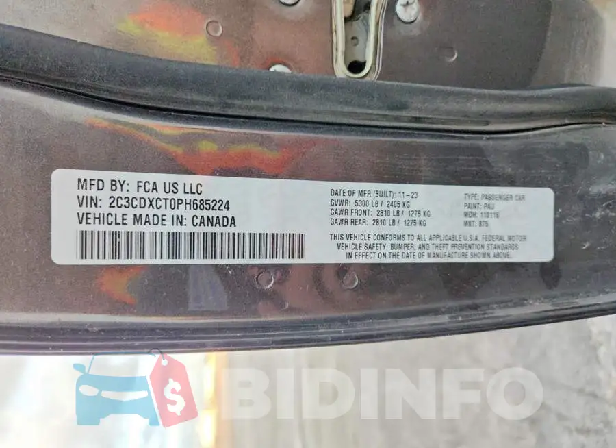 2C3CDXCT0PH685224 Photo# 12