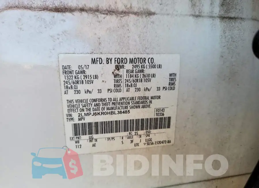 2LMPJ6KR0HBL38485 Photo# 13