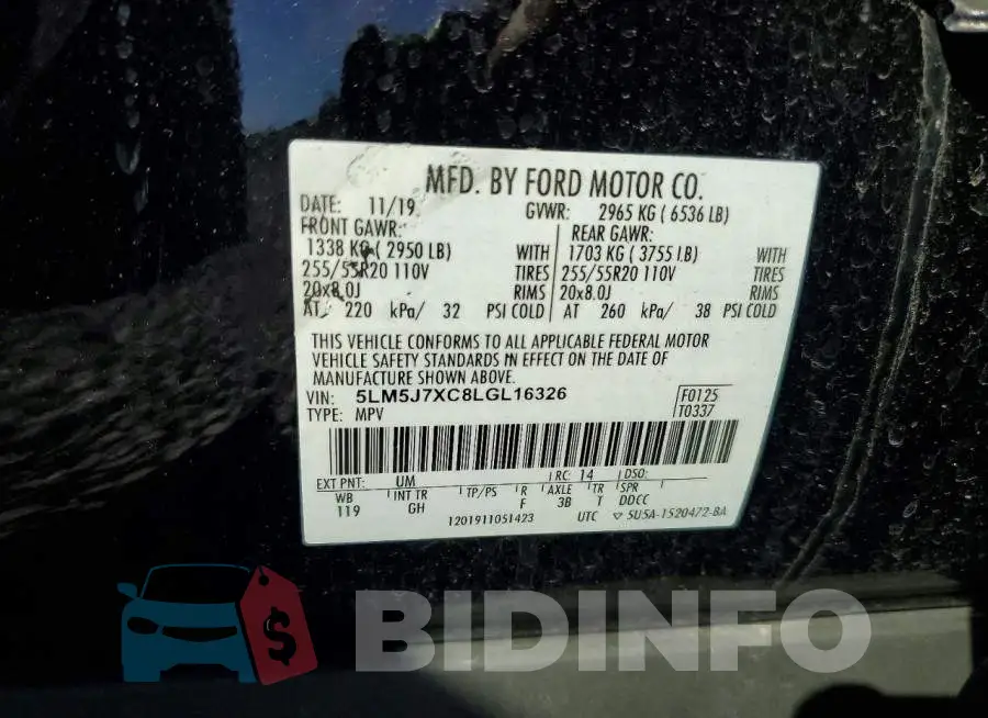 5LM5J7XC8LGL16326 Photo# 13