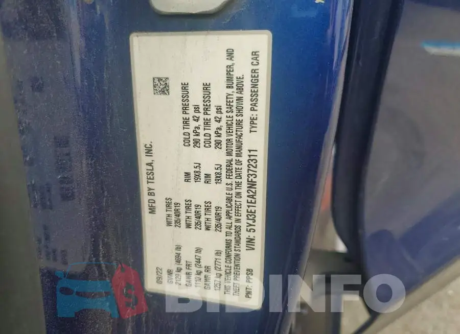 5YJ3E1EA2NF372311 Photo# 12
