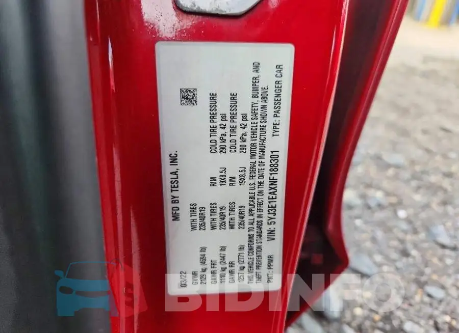 5YJ3E1EAXNF188301 Photo# 12