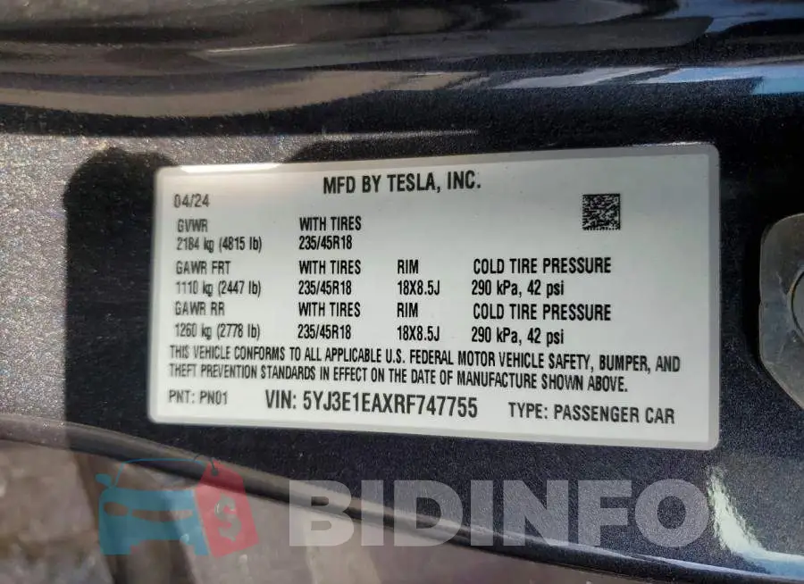 5YJ3E1EAXRF747755 Photo# 12