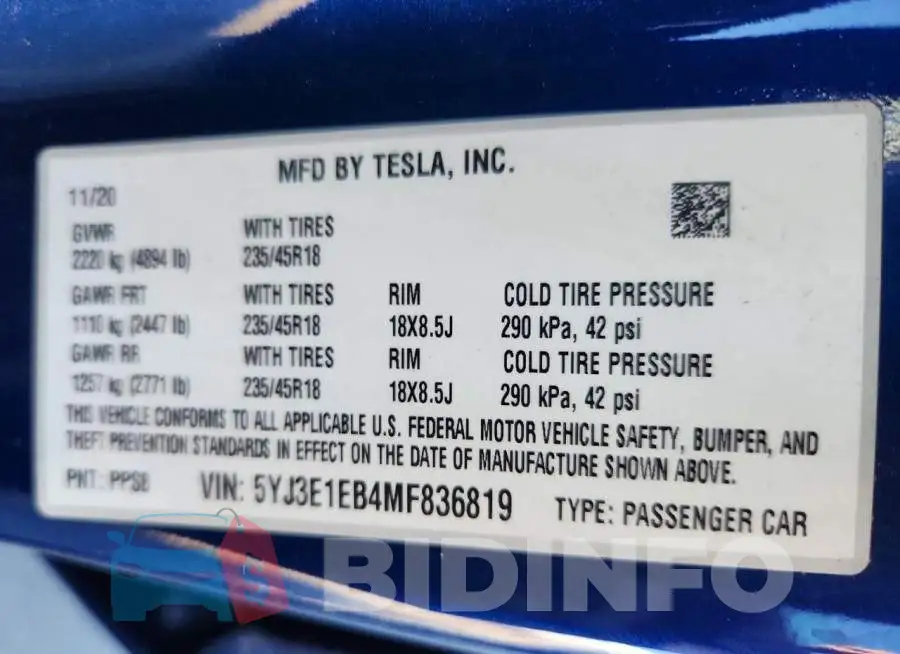 5YJ3E1EB4MF836819 Photo# 14