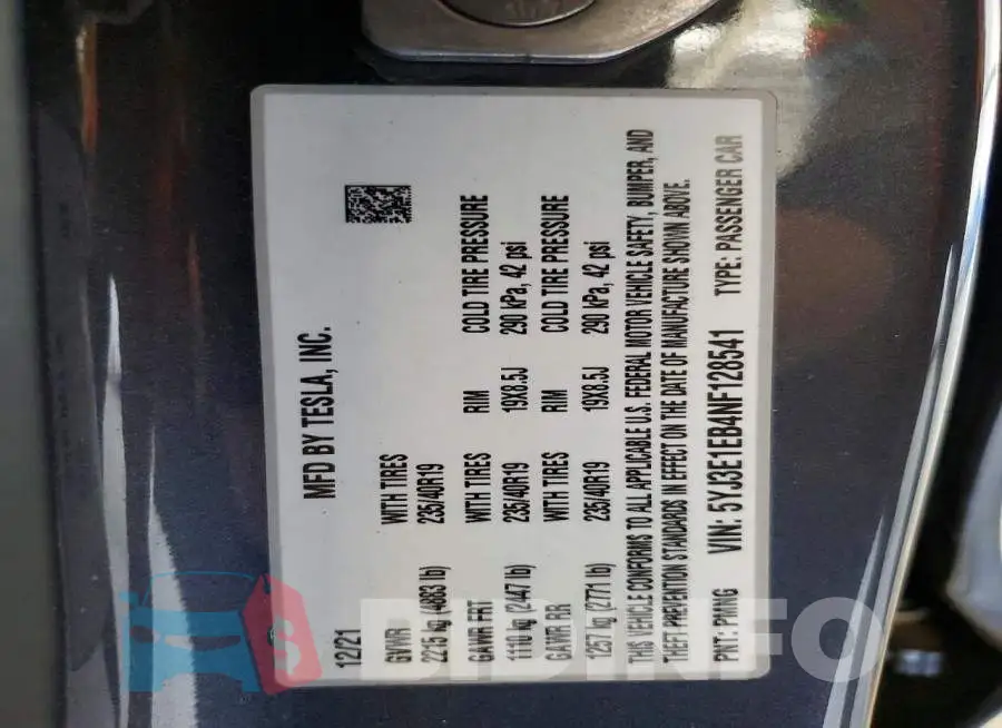 5YJ3E1EB4NF128541 Photo# 12