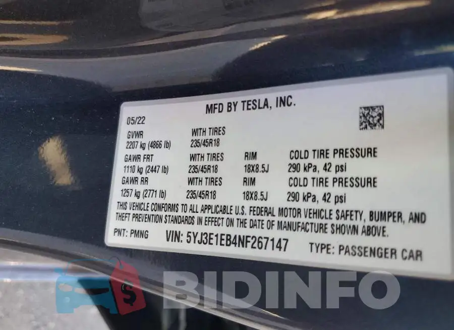 5YJ3E1EB4NF267147 Photo# 12