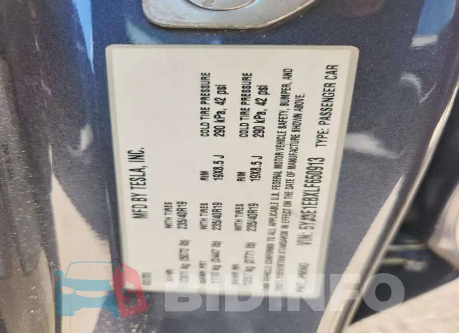 5YJ3E1EBXLF650913 Photo# 12