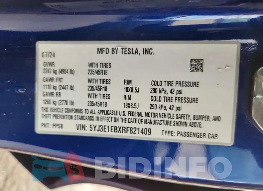 5YJ3E1EBXRF821409 Photo# 12