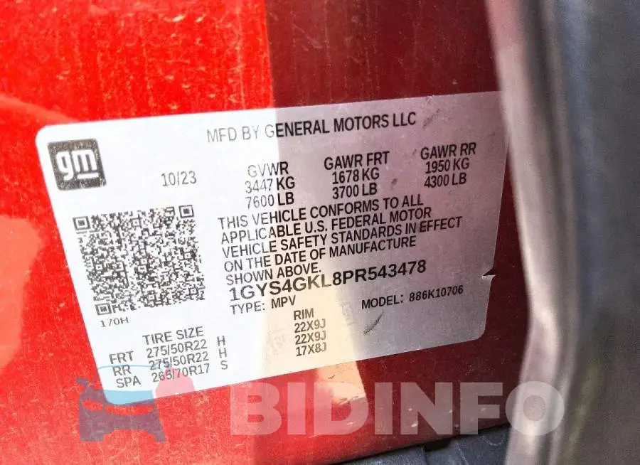 1GYS4GKL8PR543478 Photo# 13