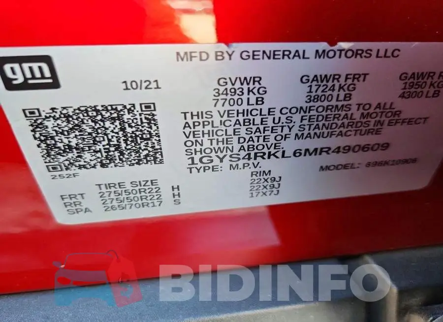 1GYS4RKL6MR490609 Photo# 13
