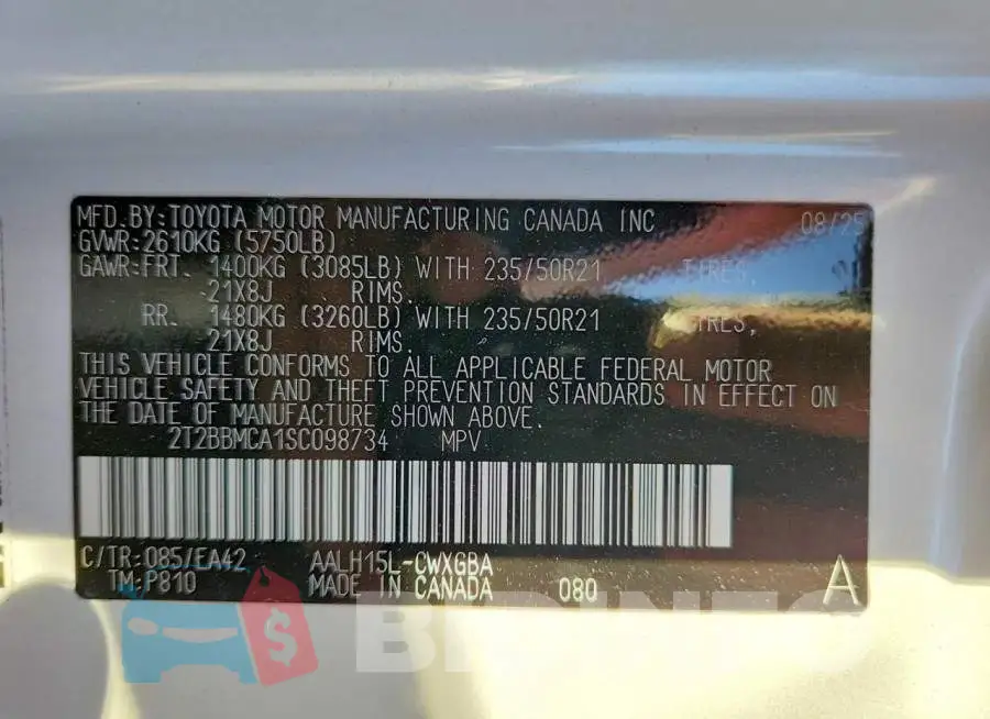 2T2BBMCA1SC098734 Photo# 13