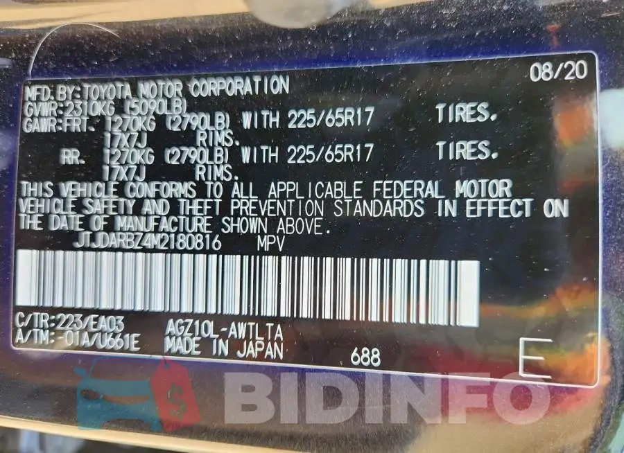 JTJDARBZ4M2180816 Photo# 13