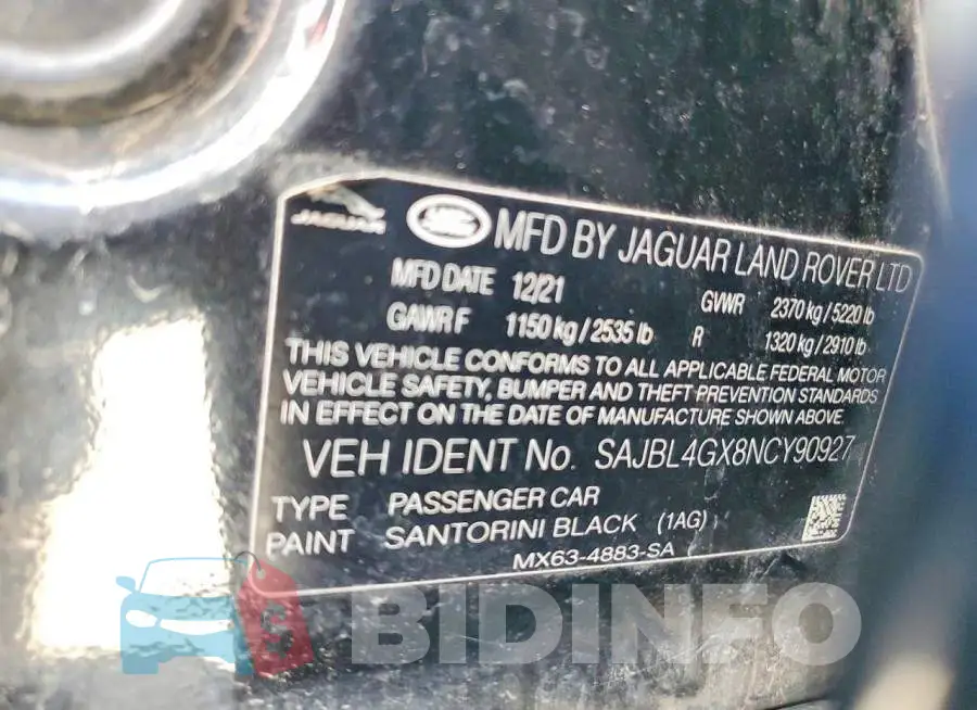 SAJBL4GX8NCY90927 Photo# 12